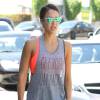 Jessica Alba sort de cours de gym à Brentwood Los Angeles, le 25 Juillet 2015