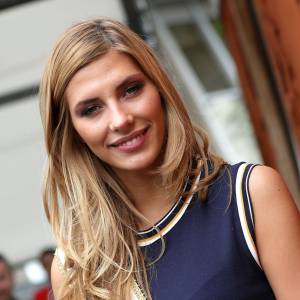 Camille Cerf (Miss France 2015) - People dans le village lors du tournoi de tennis de Roland-Garros à Paris, le 2 juin 2015.