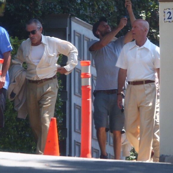 Exclusif - Bruce Willis - Tournage du nouveau film de Woody Allen à Los Angeles, le 17 août 2015.
