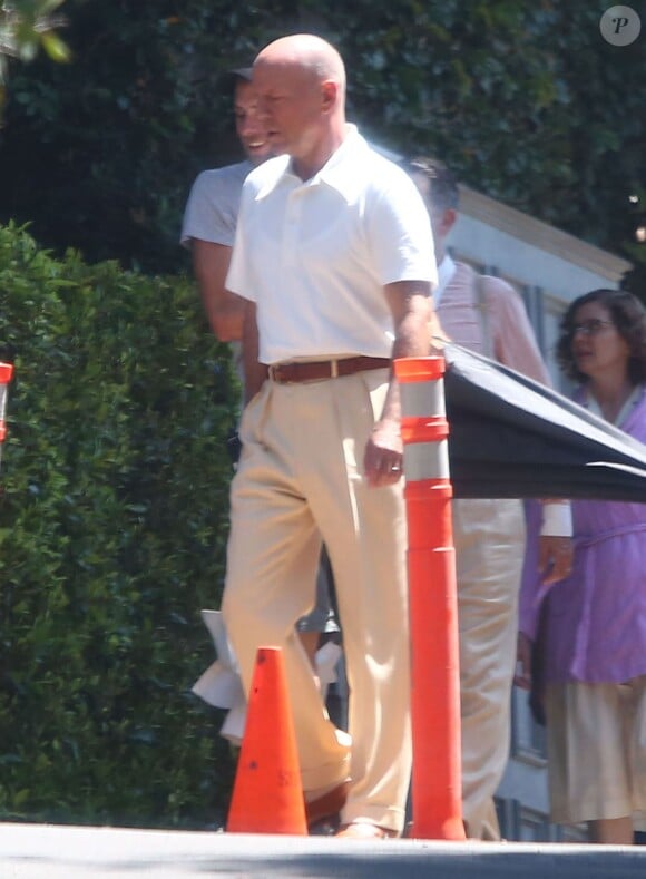 Exclusif - Bruce Willis - Tournage du nouveau film de Woody Allen à Los Angeles, le 17 août 2015.