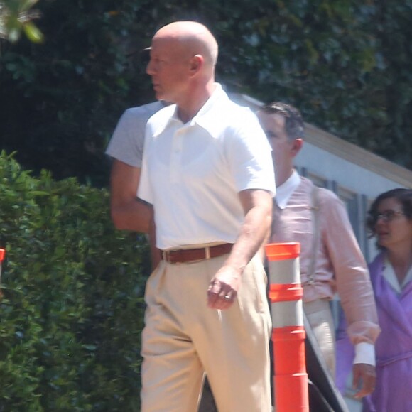 Exclusif - Bruce Willis - Tournage du nouveau film de Woody Allen à Los Angeles, le 17 août 2015.