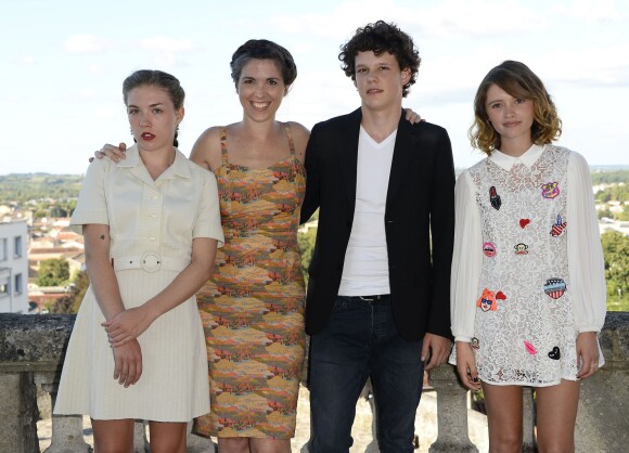 Daisy Broom, Eva Husson, Lorenzo Lefèbvre et Marilyn Lima au photocall du film "Bang Gang" lors du 8e Festival du Film Francophone d'Angoulême, le 28 août 2015.
