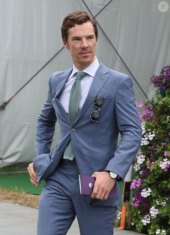 Benedict Cumberbatch - People arrivant pour assister à la finale hommes du tournoi de tennis de Wimbledon à Londres, le 12 juillet 2015