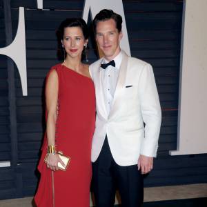 Sophie Hunter et Benedict Cumberbatch lors de la soirée Vanity Fair Oscar Party à Beverly Hills, Los Angeles, le 22 février 2015