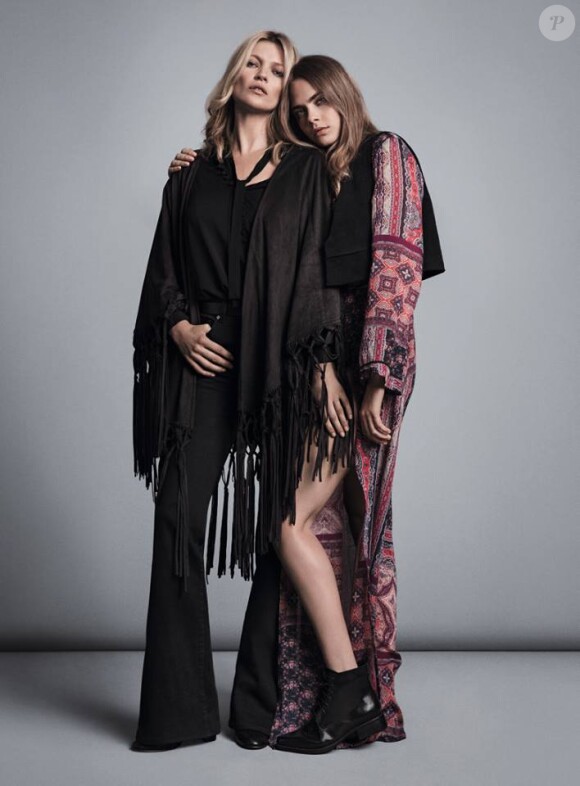 Cara Delevingne et Kate Moss figurent sur la campagne publicitaire automne-hiver 2015 de Mango. Photo par Inez et Vinoodh.