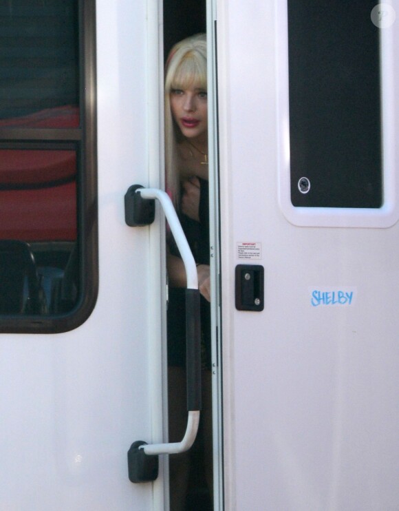 Exclusif - Chloë Grace Moretz (perruque) - Tournage du film "Neighbors 2" à Atlanta, le 26 août 2015.