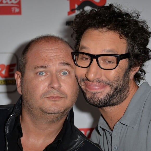 Cauet et Manu - Conférence de rentrée du groupe NRJ Global au musée du Quai Branly à Paris le 10 septembre 2015.