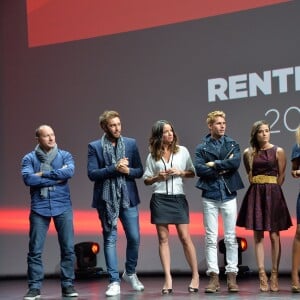 Pascal Soetens, Adrien Rohard, Anne-Gaëlle Riccio, Benoît Dubois, Capucine Anav, Karima Charni et Valérie Damidot - Conférence de rentrée du groupe NRJ Global au musée du Quai Branly à Paris le 10 septembre 2015.