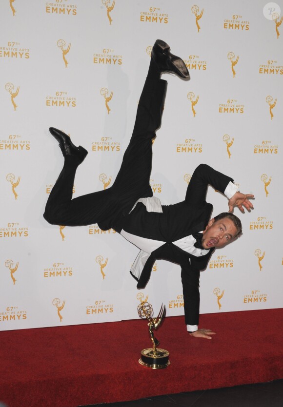Derek Hough in the press room of the Creative Arts Emmy Awards at Microsoft Theater in Los Angeles, CA, USA, on September 12, 2015. Photo by Apega/ABACAPRESS.COM13/09/2015 - Los Angeles