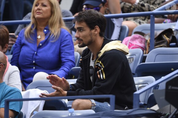 Fabio Fognini lors de la finale dame de l'US Open entre sa compagne Flavia Pennetta et Roberta Vinci à l'USTA Billie Jean King National Tennis Center de Flushing dans le Queens à New York le 12 septembre 2015