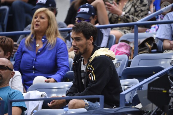 Fabio Fognini lors de la finale dame de l'US Open entre sa compagne Flavia Pennetta et Roberta Vinci à l'USTA Billie Jean King National Tennis Center de Flushing dans le Queens à New York le 12 septembre 2015