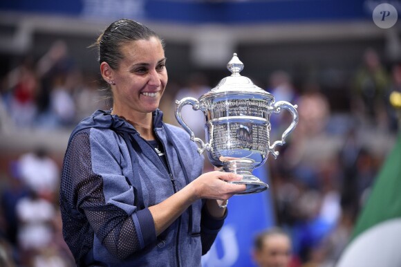 Flavia Pennetta après sa finale victorieuse de l'US Open à l'USTA Billie Jean King National Tennis Center de Flushing dans le Queens à New York, le 12 septembre 2015