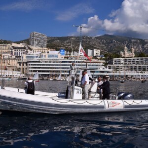 Le prince Albert II de Monaco au Yacht Club de Monaco le 11 septembre 2015 pour une revue d'effectifs dans le cadre de la 12e Monaco Classic Week.