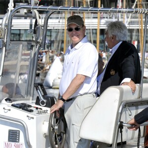 Le prince Albert II de Monaco au Yacht Club de Monaco le 11 septembre 2015 pour une revue d'effectifs dans le cadre de la 12e Monaco Classic Week.