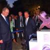 Le prince Albert II de Monaco au Parc des Oliviers de Roquebrune-Cap-Martin le 7 septembre 2015 pour l'inauguration de la 5e édition des Journées de l'Art-bre, où six oeuvres de son défunt père Rainier III étaient exposées pour la première fois.