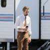 Ryan Gosling sur le tournage du film "La La Land" à Los Angeles. Le 8 septembre 2015