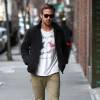 Ryan Gosling et Eva Mendes rentrent a leur hotel pour une interview a New York, le 10 mars 2013. ork