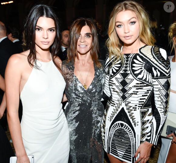 Kandall Jenner, Carine Roitfeld et Gigi Hadid assistent à la soirée "BAZAAR Icons" du magazine Harper's Bazaar à l'hôtel Plaza. New York, le 16 septembre 2015.