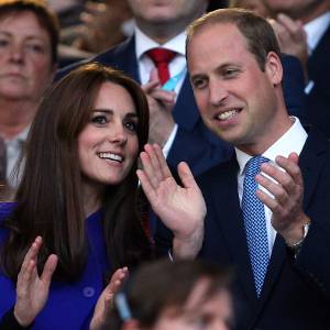 Kate Middleton et le prince William lors de la cérémonie d'ouverture de la Coupe du monde de rugby à Londres le 18 septembre 2015.