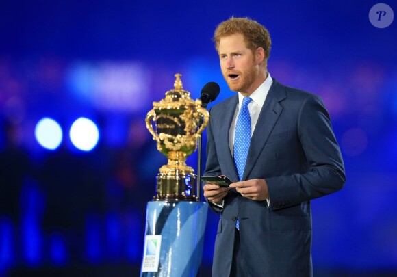Le prince Harry lors de la cérémonie d'ouverture de la Coupe du monde de rugby à Londres le 18 septembre 2015.