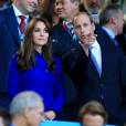 Kate Middleton et le prince William lors de la cérémonie d'ouverture de la Coupe du monde de rugby à Londres le 18 septembre 2015.