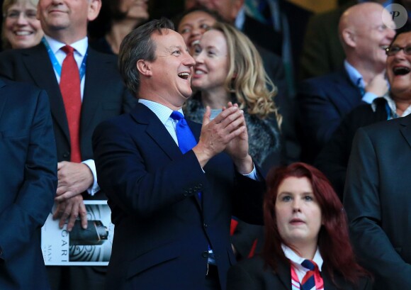 David Cameron lors de la cérémonie d'ouverture de la Coupe du monde de rugby à Londres le 18 septembre 2015.