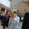 Exclusif - Sharon Stone arrive à l'aéroport Roissy-Charles-de-Gaulle, le 15 septembre 2015.