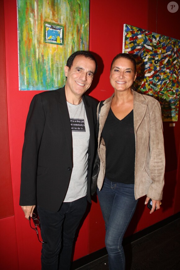 Exclusif - Thierry Beccaro, Marion Dumas - Vernissage de l'exposition de Thierry Beccaro sur le thème de la "Promenade acrylique" à l'hôtel Renaissance à Paris le 21 septembre 2015.