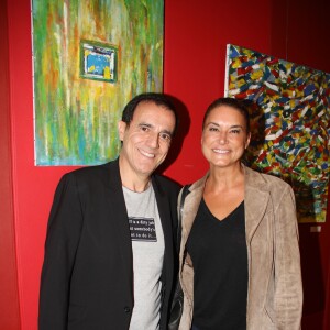 Exclusif - Thierry Beccaro, Marion Dumas - Vernissage de l'exposition de Thierry Beccaro sur le thème de la "Promenade acrylique" à l'hôtel Renaissance à Paris le 21 septembre 2015.