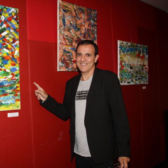 Exclusif - Thierry Beccaro - Vernissage de l'exposition de Thierry Beccaro sur le thème de la "Promenade acrylique" à l'hôtel Renaissance à Paris le 21 septembre 2015.
