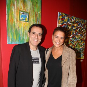 Exclusif - Thierry Beccaro, Marion Dumas - Vernissage de l'exposition de Thierry Beccaro sur le thème de la "Promenade acrylique" à l'hôtel Renaissance à Paris le 21 septembre 2015.