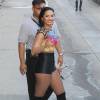 Demi Lovato en short noir hyper moulant à Los Angeles le 31 août 2015.