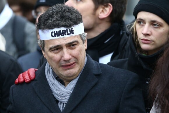 Patrick Pelloux - Les dirigeants politiques mondiaux, les membres de l'équipe de Charlie Hebdo et les famillies des victimes défilent à la marche républicaine pour Charlie Hebdo à Paris, suite aux attentats terroristes survenus à Paris les 7, 8 et 9 janvier. Paris, le 11 janvier 2015