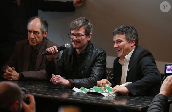 Gérard Biard, Luz Luzier et Patrick Pelloux à Paris le 13 janvier 2015.