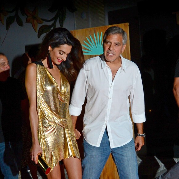 George Clooney et sa femme Amal Alamuddin Clooney - Soirée de lancement de la marque de téquila "Casamigos" à l'hôtel Ushuaïa Ibiza Beach à Ibiza, le 23 août 2015.