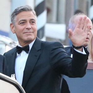 George Clooney et ses invités se rendent à son mariage avec Amal Alamuddin à Venise, le 26 septembre 2014