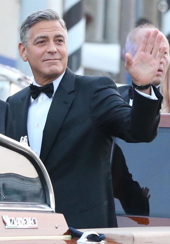 George Clooney et ses invités se rendent à son mariage avec Amal Alamuddin à Venise, le 26 septembre 2014