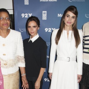 Victoria Beckham et la reine Rania de Jordanie le 27 septembre 2015 à New York lors du Social Good Summit, en marge de la 70e Assemblée générale des Nations unies.