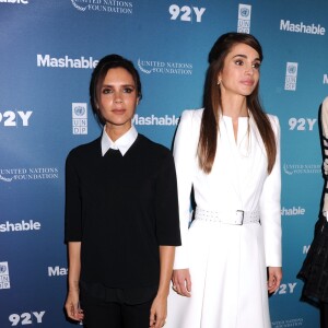 Victoria Beckham et la reine Rania de Jordanie le 27 septembre 2015 à New York lors du Social Good Summit, en marge de la 70e Assemblée générale des Nations unies.