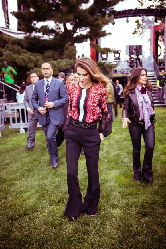 La reine Rania de Jordanie à New York le 26 septembre 2015, lors du 4e Global Citizen Festival, dans Central Park.