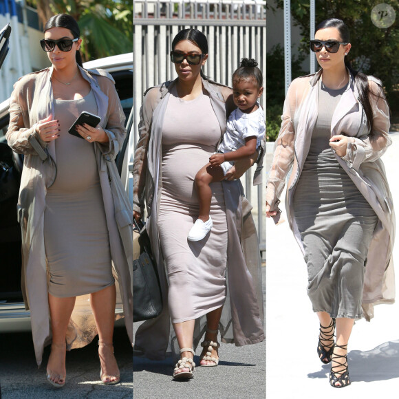 Kim Kardashian raffole de son trench-coat Haider Ackermann ! Un manteau gris transparent en mousseline de soie, qu'elle porte aussi bien avec son mari Kanye West que sa fille North et ses soeurs.