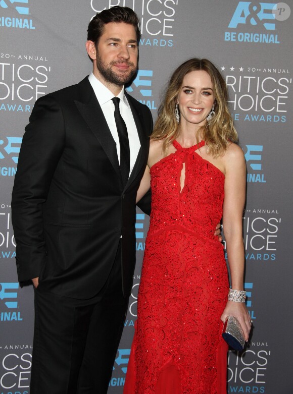 Emily Blunt et son mari John Krasinski - 20e soirée annuelle des "Critics Choice Movie Awards" à Hollywood, le 15 janvier 2015.