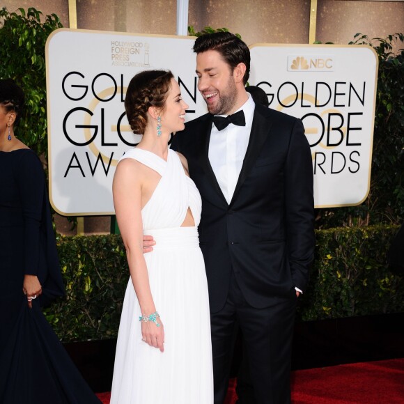 Emily Blunt et son mari John Krasinski - 72e cérémonie annuelle des Golden Globe Awards à Beverly Hills, le 11 janvier 2015