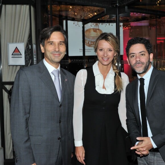 Exclusif - Nicolas Béliard (Directeur Général du Peninsula Paris), Sarah Lavoine, Manu Payet - Dîner de gala au profit de la Fondation ARC pour la recherche contre le cancer du sein à l'hôtel Peninsula à Paris le 1er octobre 2015.