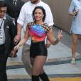 Demi Lovato en short noir hyper moulant à Los Angeles le 31 août 2015.