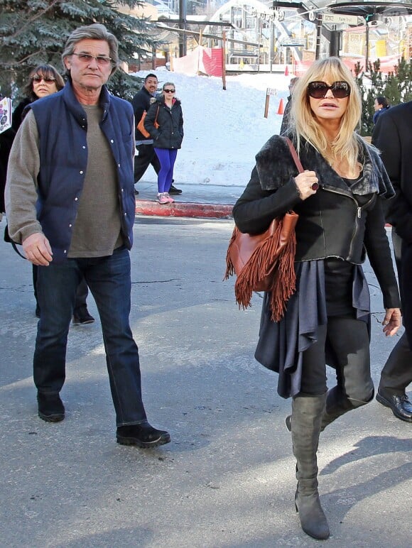 Kurt Russell et sa femme Goldie Hawn - People dans les rues de Park City a l'occasion du festival du film de Sundance. Le 18 janvier 2014