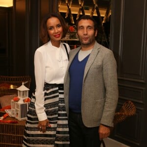 Sonia Rolland (Sonia, habillée par Georges Hobeika, a reçu le prix de la femme humanitaire de l'année), Zinedine Soualem - Soirée de remise des prix de la 12ème édition du TROFEMINA (prix décerné à des femmes d'exception) au pavillon Royal à Paris, le 14 octobre 2015.