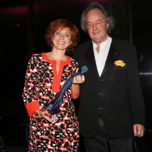 Sylvie Malys (prix catégorie culture), Gonzague Saint Bris - Soirée de remise des prix de la 12ème édition du TROFEMINA (prix décerné à des femmes d'exception) au pavillon Royal à Paris, le 14 octobre 2015.