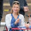Renée Zellweger sur le tournage de "Bridget Jones 3" au Kings Cross St Pancras à Londres, le 9 octobre 2015.