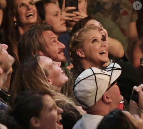 Sean Penn, Amy Schumer et Jeanne Tripplehorn assistent au concert de Madonna à Vancouver au Canada, Rebel Heart Tour, le 14 octobre 2015.